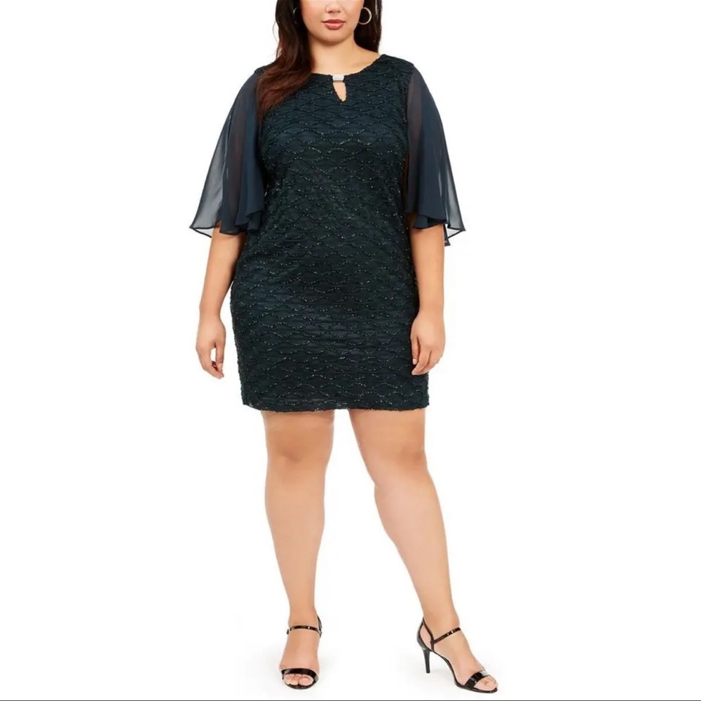 Women’s Formal Dress Plus Size 16W Dark Green Connected Apparel Sequin Cape NWT - Picture 14 of 14